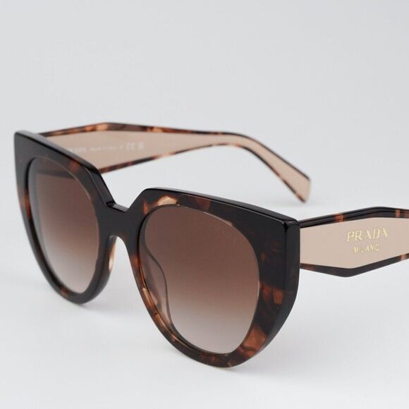 NEW Prada PR14WS 01R0A6 Tortoise Brown Gradient Oversized Women Sunglasses - Picture 7 of 13